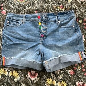 Rainbow button shorts